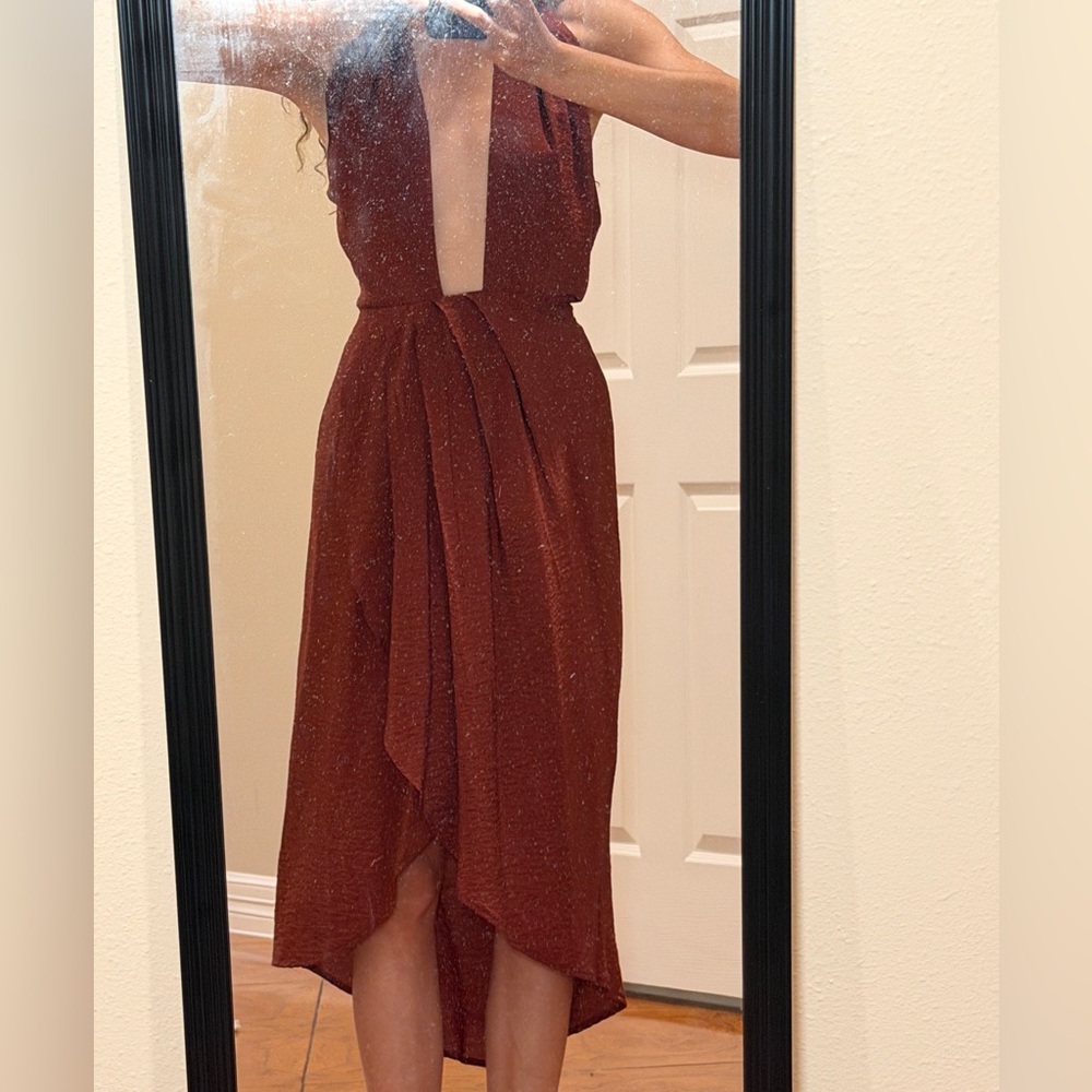 Banana Republic Plunge Burgundy Dress